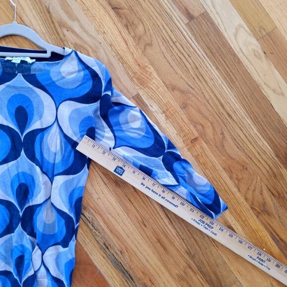 Boden sz. 2 swirly blue pattern sweater 3/4 arm wool - Picture 10 of 10
